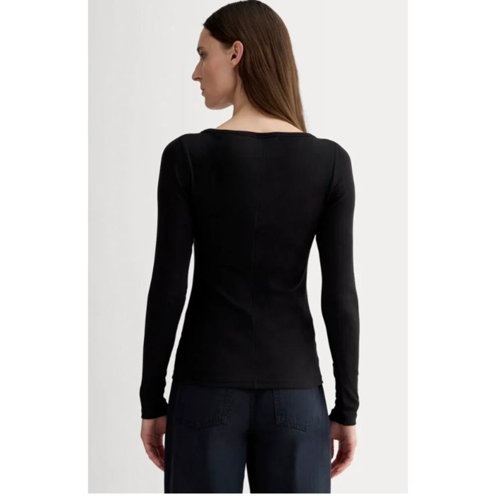 Everlane The Luxe Rib Long-Sleeve Supima Cotton Scoop-Neck Tee - Picture 2 of 8